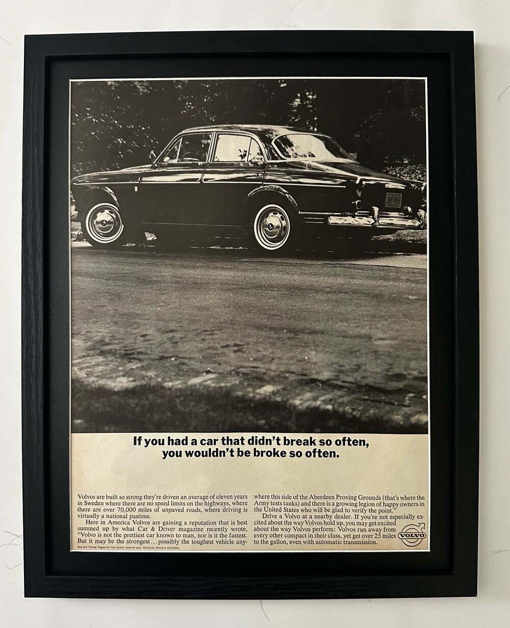 Framed 1965 Volvo Swedish Classic Import Auto Vtg Magazine Print Ad